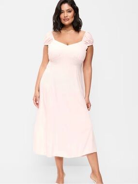Old Navy Light Pink Midi Dress with Sweetheart Neckline Brand New